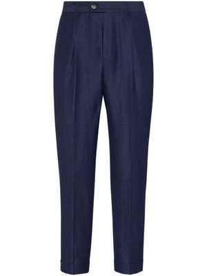 Brunello Cucinelli pantalon fuselé à taille haute - Bleu