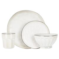 Servies set - 16-delig - wit - aardewerk dinerservies - tafelservies - 4 personen