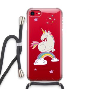 Regenboog eenhoorn: iPhone SE 2020 Transparant Hoesje met koord