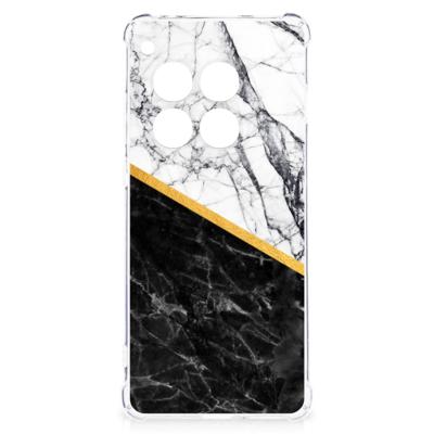 OnePlus 12 Anti-Shock Hoesje Marmer Wit Zwart - Origineel Cadeau Man OnePlus 12 Anti-Shock Hoesje Marmer Wit Zwart - Origineel Cadeau Man