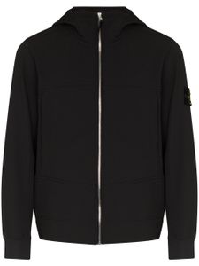 Stone Island hoodie zippé à patch logo - Noir