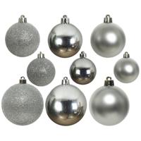 Decoris kerstballen - 30x st - zilver - 4-5-6 cm - kunststof - kerstversiering
