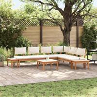 Tuinbankset met kussen met opslag 4 pcs Bruin en Crème