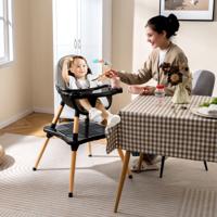 6 in 1 Baby Hoogstoel met Bouwsteentafel & Afneembare Dubbele Lade Kinderhoogstoel Zwart
