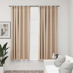 VidaXL Gordijnen linnen-look verduisterend haken 2 st 140x175 cm beige