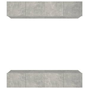 The Living Store TV-meubelset - Betongrijs - 80 x 30 x 30 cm - Wandgemonteerd - Bewerkt hout