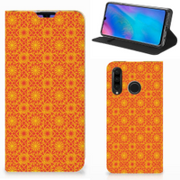 Huawei P30 Lite New Edition Hoesje met Magneet Batik Oranje - thumbnail