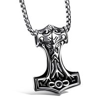 Heren ketting Viking Hammer Of thor kettinghanger Zilverkleurig - thumbnail