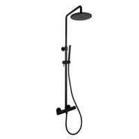 Regendoucheset Opbouw Sanilux Blair Thermostatisch Geribbelde Knop Douchekop 25 cm Mat Zwart Sanilux