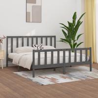 Bedframe massief hout grijs 200x200 cm