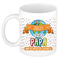 Naam mok papa Quincey - wit - de beste - keramiek - 300 ml - Vaderdag/verjaardag