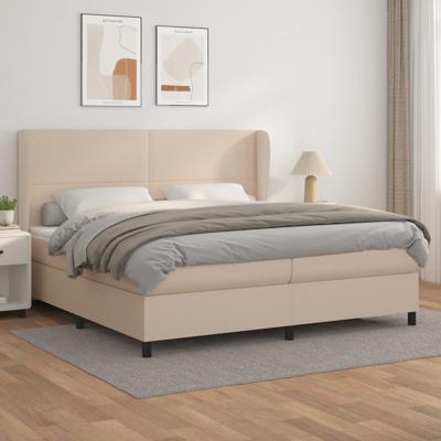 Boxspring met matras kunstleer cappuccinokleurig 200x200 cm