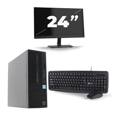 HP 280 G2 SFF - Intel Core i3-6e Generatie - 8GB RAM - 256GB SSD - Windows 11 + 1x 24 inch Monitor