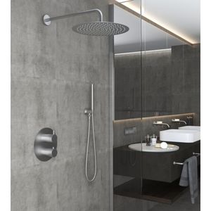 Regendouche set SaniClear Exclusive | Inbouw | 20 cm | Thermostaatkraan | 2-weg | Rond | RVS look