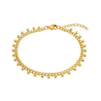 Schakelarmband gourmet met bolletjes - Stainless steel - Goud