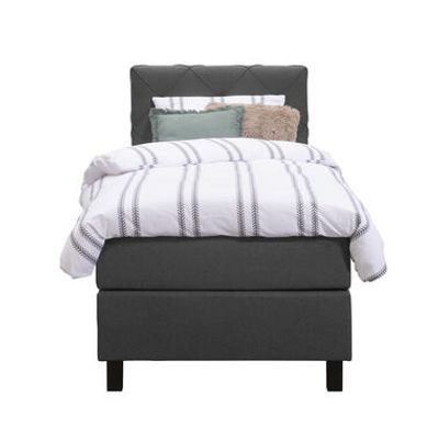 Boxspring Liv geruit - antraciet - 90x200 cm - vierkante poot - Leen Bakker