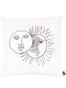 Fornasetti coussin en soie imprimé - Noir