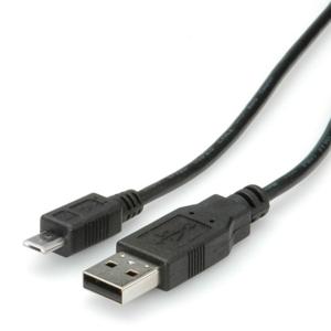 ROLINE USB 2.0 Kabel, USB A Male - Micro USB B Male, zwart, 0,8 m