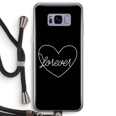 Forever heart black: Samsung Galaxy S8 Transparant Hoesje met koord