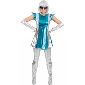 Space verkleedkleding kostuum - blauw/zilver - voor dames - carnaval