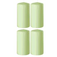 Enlightening Candles Cilinder/stompkaars - 4x - lichtgroen - D6 x H10 cm - 36 branduur