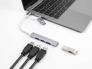 DeLOCK 64214 interface hub USB 3.2 Gen 1 (3.1 Gen 1) Type-A + Type-C 5000 Mbit/s Zilver