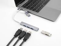 DeLOCK 64214 interface hub USB 3.2 Gen 1 (3.1 Gen 1) Type-A + Type-C 5000 Mbit/s Zilver - thumbnail