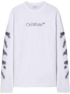 Off-White sweat rayé à broderies - Blanc