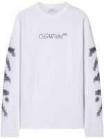 Off-White sweat rayé à broderies - Blanc