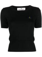 Vivienne Westwood Orb-embroidered virgin-wool knitted top - Noir - thumbnail