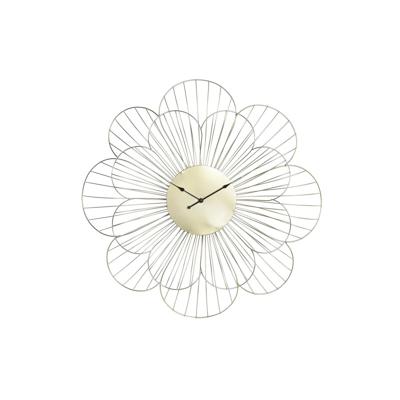 Muurklok DKD Home Decor Bloem Gouden Metaal (57 x 4 x 57 cm)