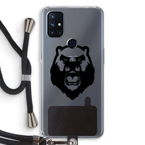 Angry Bear (black): OnePlus Nord N10 5G Transparant Hoesje met koord