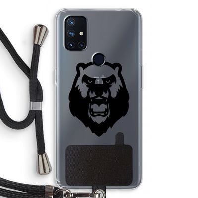 Angry Bear (black): OnePlus Nord N10 5G Transparant Hoesje met koord
