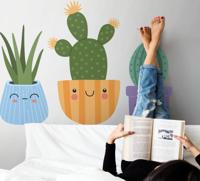 Mooie cactusgezichten muursticker kinderkamer
