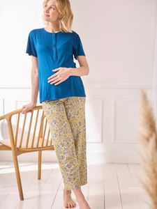 2-delige pyjamaset zwangerschap en borstvoeding currygeel