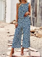 Casual Cotton-Blend Small Floral Two-Piece Set - thumbnail