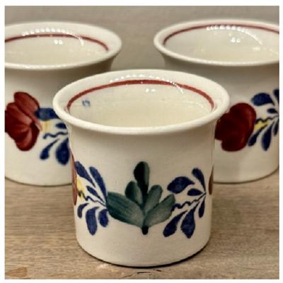 Boerenbont Eierdopje zonder voetje Aardewerk set van 4 stuks