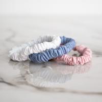 Bamboe Scrunchies Roze, Wit En Blauw (3 Stuks) Klein