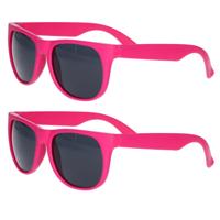 Party zonnebril - 4x - fuchsia - kunststof - UV400 - verkleedbril voor volwassenen