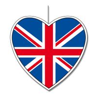 Engeland hangdecoratie harten 28 cm   -