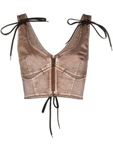 Jean Paul Gaultier haut-corset en jean à détail de laçage - Marron