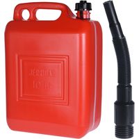 Jerrycan 10 liter rood met schenktuit voor brandstof 26 x 14 x 37 cm   -