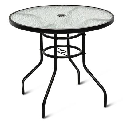 Bistrotafel Tuintafel Glazen Tafel Bijzettafel Balkontafel Terrastafel voor Binnen en Buiten Zwart