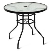 Bistrotafel Tuintafel Glazen Tafel Bijzettafel Balkontafel Terrastafel voor Binnen en Buiten Zwart
