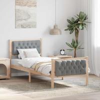 Bedframe met hoofdeinde Lichtgrijs 75 x 190 cm Stof Bedframe met hoofdeinde Lichtgrijs 75 x 190 cm Stof