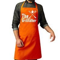 Vaderdag cadeau schort - The Grillfather - barbecue/bbq - oranje - voor heren