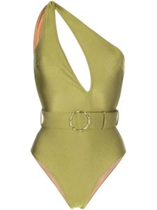 Noire Swimwear maillot de bain à design à une épaule - Vert