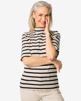 HEMA Dames T-shirt Clara Rib Wit/zwart (wit/zwart)