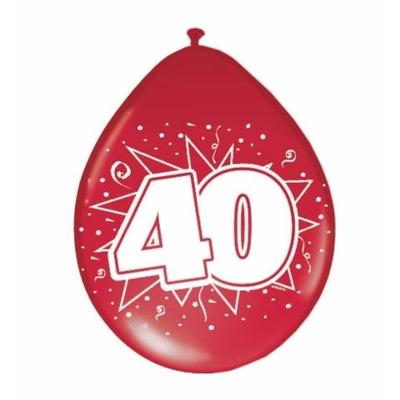 Feest ballonnen 40 jaar - 8x st - rood - 40e jubileum thema - versiering - feestballonnen