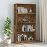 Boekenkast 4-laags 80x24x142 cm bewerkt hout gerookt eikenkleur